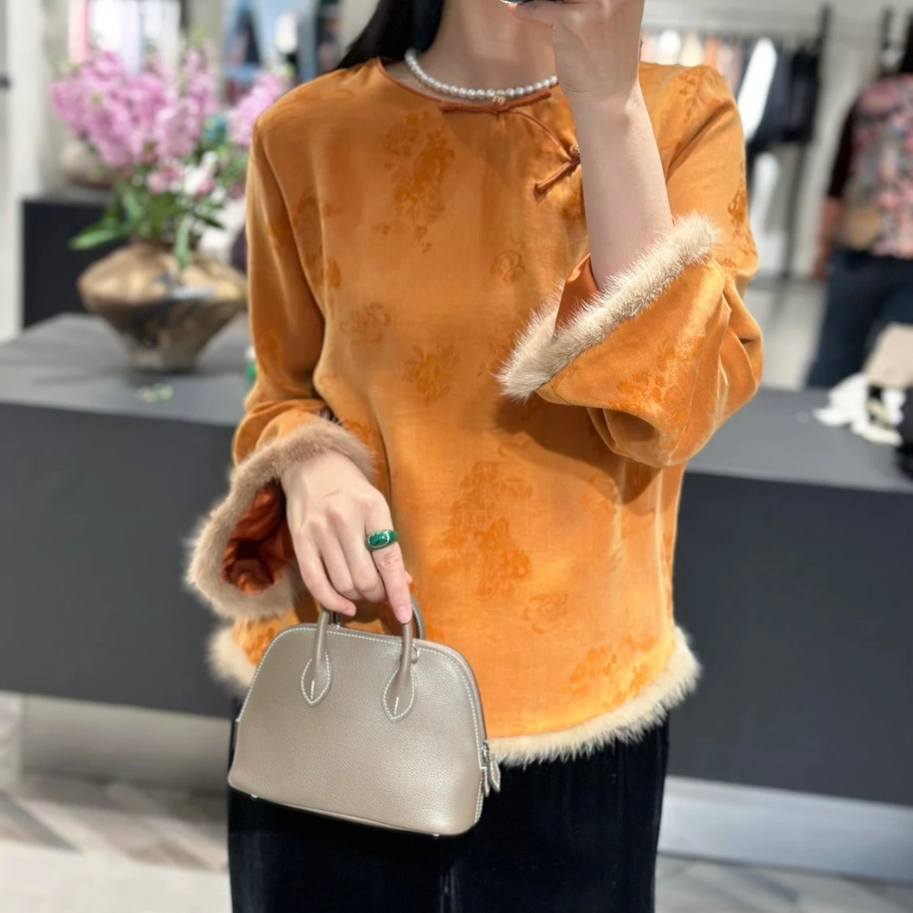 拼接毛边袖口气质新中式国风衬衫2025秋冬季新款时尚简约唐装上衣