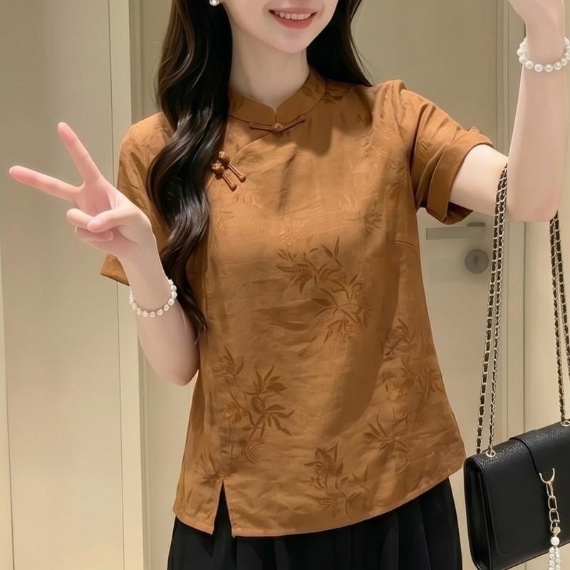 新中式立领盘扣显瘦女衬衫