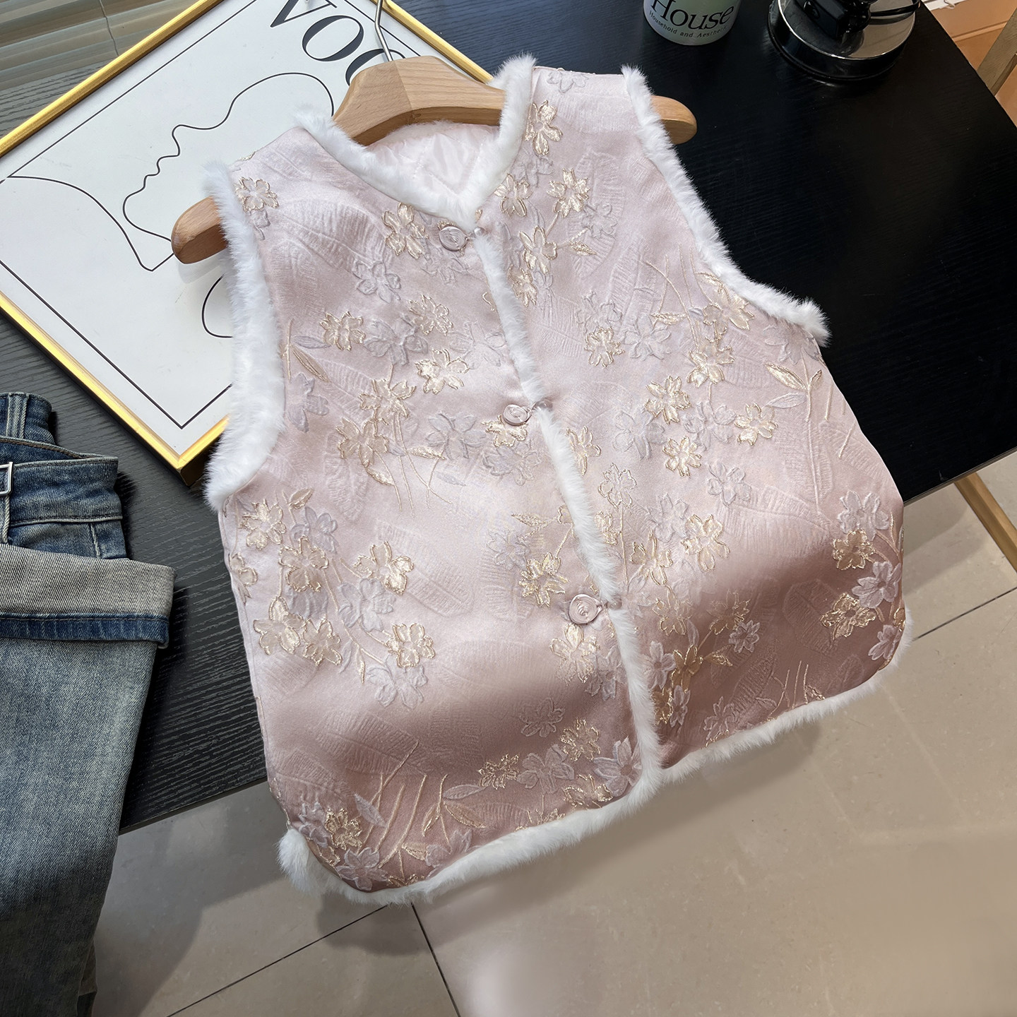 春装夹棉加厚年轻款国风外穿背心减龄粉色高级感新中式毛毛马甲女,女装/女士精品,马夹,淘宝优惠券,粉丝福利购,淘宝优惠卷