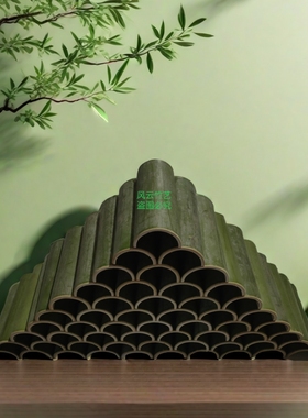 绿色竹筒瓦片对半开造型装饰火锅店婚庆活动宴席金字塔幼儿园手工