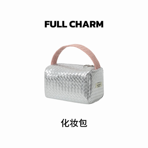 E017银色女士便携轻便单肩肩包休闲妈妈包化妆包小包洗漱包收纳包