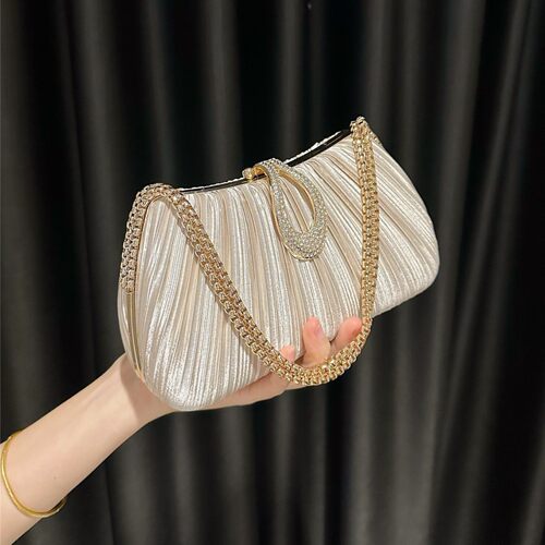 MOLI LADY BAG 缎面褶皱晚宴包女包手链名媛礼服旗袍手提包女单肩