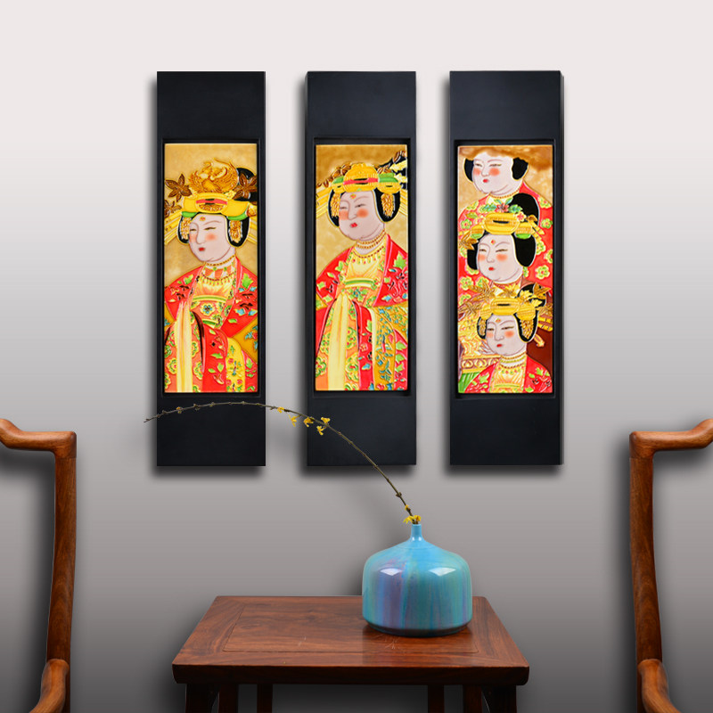 三彩艺特色手工艺品郭爱和大师设计作品唐韵挂画墙画装饰配收藏证