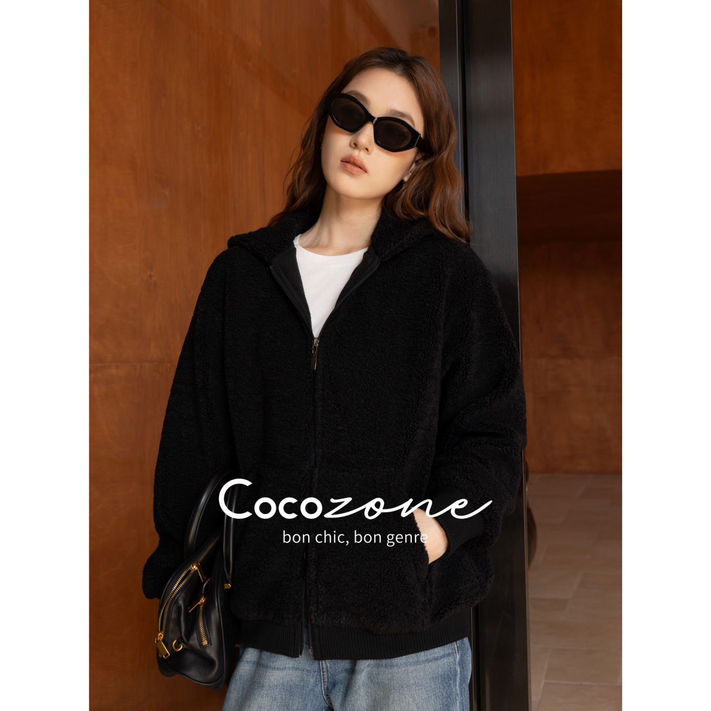 COCO ZONE 刘一一 暖阳阳2.0早秋连帽外套颗粒绒束口袖螺纹下摆