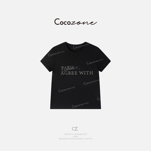 COCO ZONE 刘一一【100纯棉】2026夏季新款设计感字母圆领短袖T恤