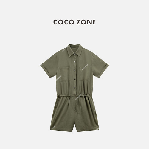COCO ZONE 刘一一100亚麻2026夏季设计感连体裤气质翻领连体衣女