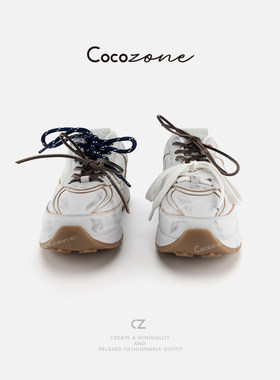 COCO ZONE 刘一一  欧版做旧风撞色系带厚底舒适透气女运动休闲鞋
