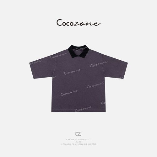 COCO ZONE 刘一一 【100棉】翻领复古亲肤透气短袖大版时尚T恤女