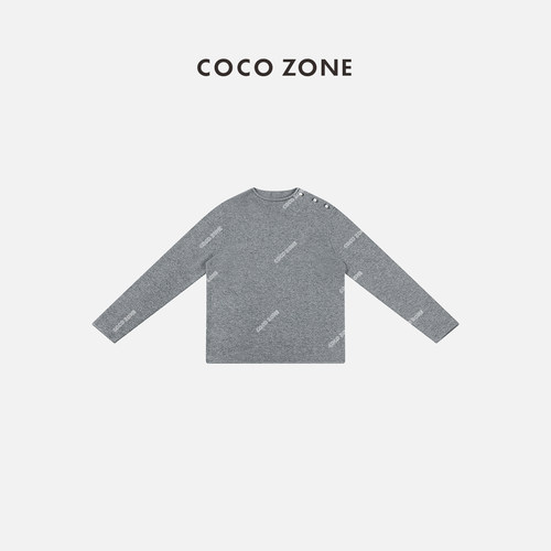 COCO ZONE 刘一一 “珍珠”100羊毛侧边珍珠扣卷边23C19970