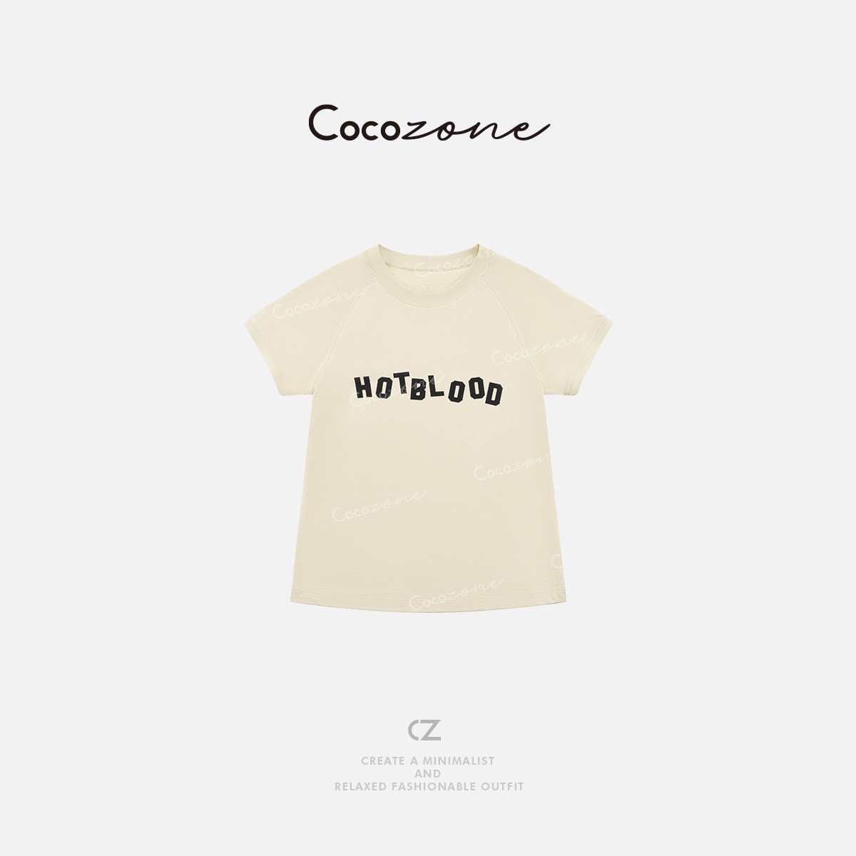 COCO ZONE 刘一一 秋夏新款撞色简约字母休闲短袖T恤女插肩袖上衣