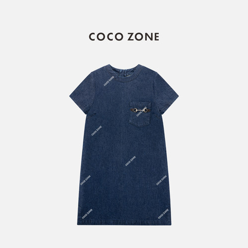 COCO ZONE 刘一一早秋马蹄牛仔裙棉莱赛尔混纺时尚连衣裙CC1B1521