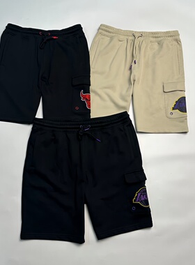 外贸尾货 原单FEX版男士毛圈多袋五分裤 万针刺绣LOGO 直筒版型