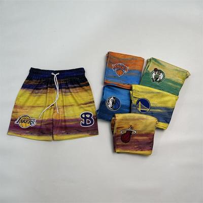 美国篮球运动短裤万针刺绣队标