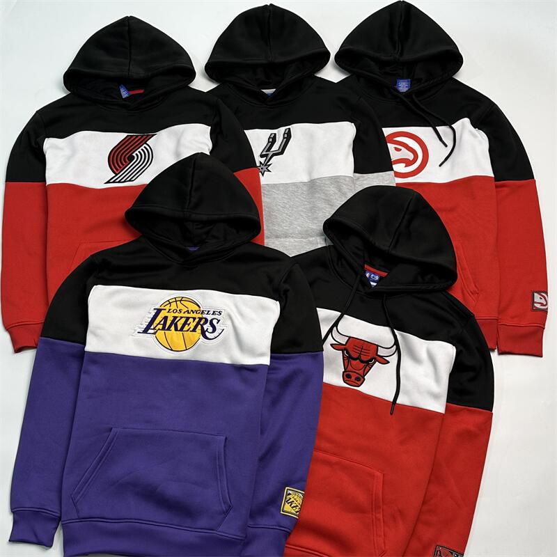 万针刺绣美国篮球连帽加绒卫衣