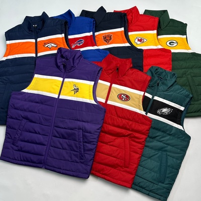 GIII版NFL男士立领夹棉马甲刺绣
