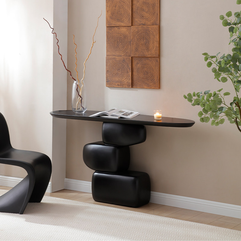 侘寂风玄关桌意式极简高级感复古黑色玻璃钢摆件艺术案台玄关台,住宅家具,玄关台,淘宝优惠券,粉丝福利购,淘宝优惠卷