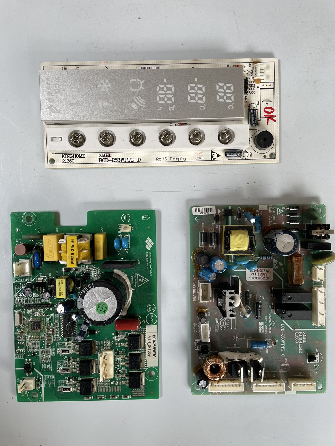 适用于晶弘冰箱BCD-253WPTG主板 驱动板 显示触摸板6按键 已测试