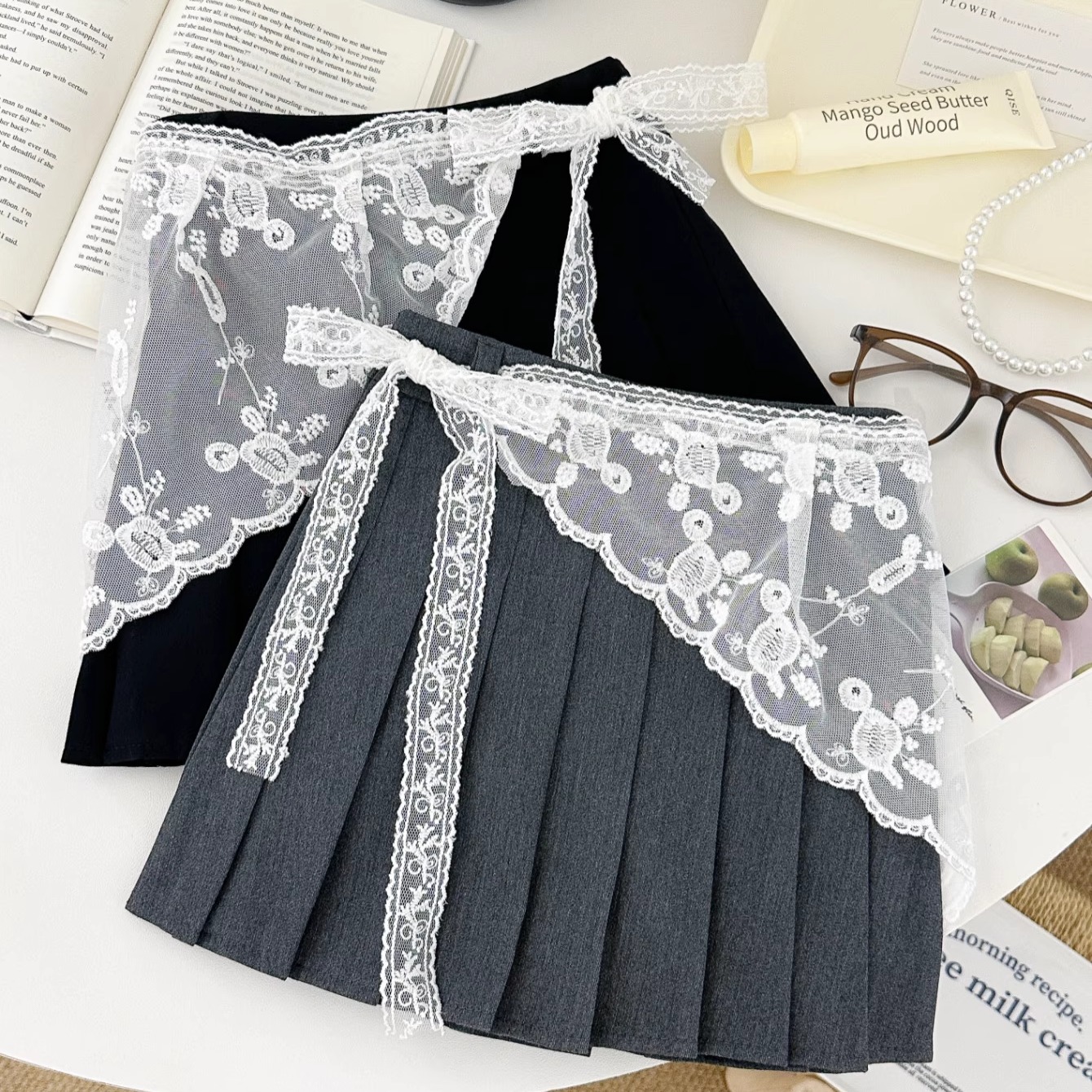 女童半身裙2025蕾丝花边短裙