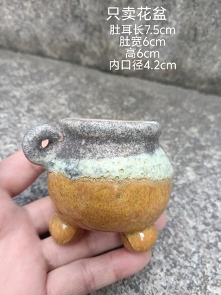 包邮窑变流釉多肉植物花盆粗陶素烧新款简约拇指盆桌面陶瓷小花盆