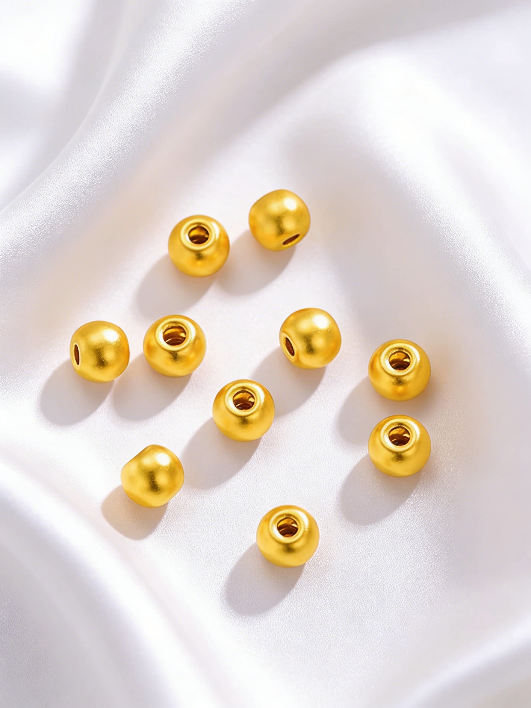 福豆金社黄金小金珠子足金999小金珠DIY配件定制转运珠散珠