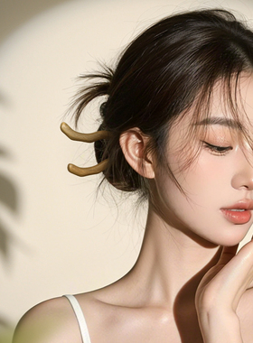 绿檀木发簪女古风高级感木质簪子新中式简约现代日常通勤发钗簪子