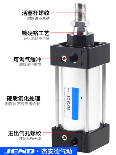 长行程大推力气缸SC32/40/50/63/80/100-350/400/500/600/700/800