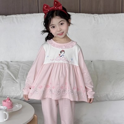 女童睡衣a类纯棉秋冬款2025新款儿童宝宝春秋长袖家居服套装女孩
