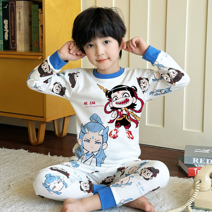 儿童睡衣男孩2025新款冬纯棉家居服男童女童宝宝秋衣秋裤套装全棉