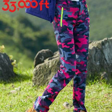 33000ft冲锋裤男女户外冬防水透气保暖修身登山裤加厚抓绒软壳裤