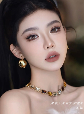 新娘复古高级彩色晚礼服锁骨链