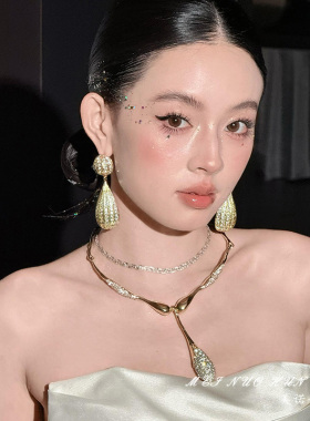 欧美重工金属不规则闪钻水滴吊坠