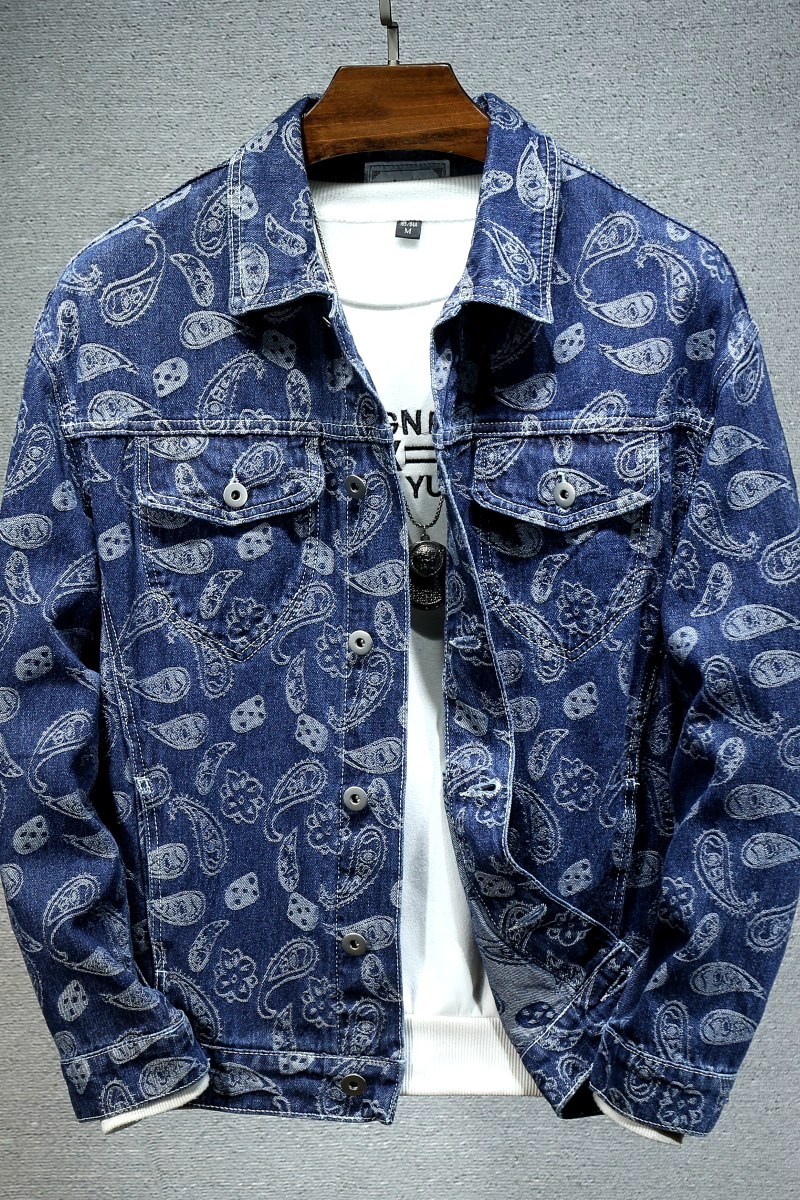 2023春季腰果花牛仔外套男宽松大码深蓝夹克上衣6612-P65,男装夹克,电商B223（原星座515-1）