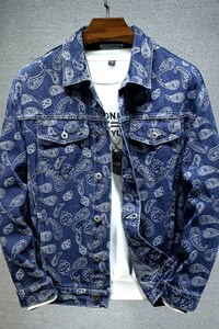 2023春季 腰果花牛仔外套男宽松大码深蓝夹克上衣6612-P65图片