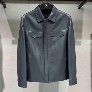 2024新款BOSSsunwen专柜正品秋冬男装羊皮革皮衣外套143217024370