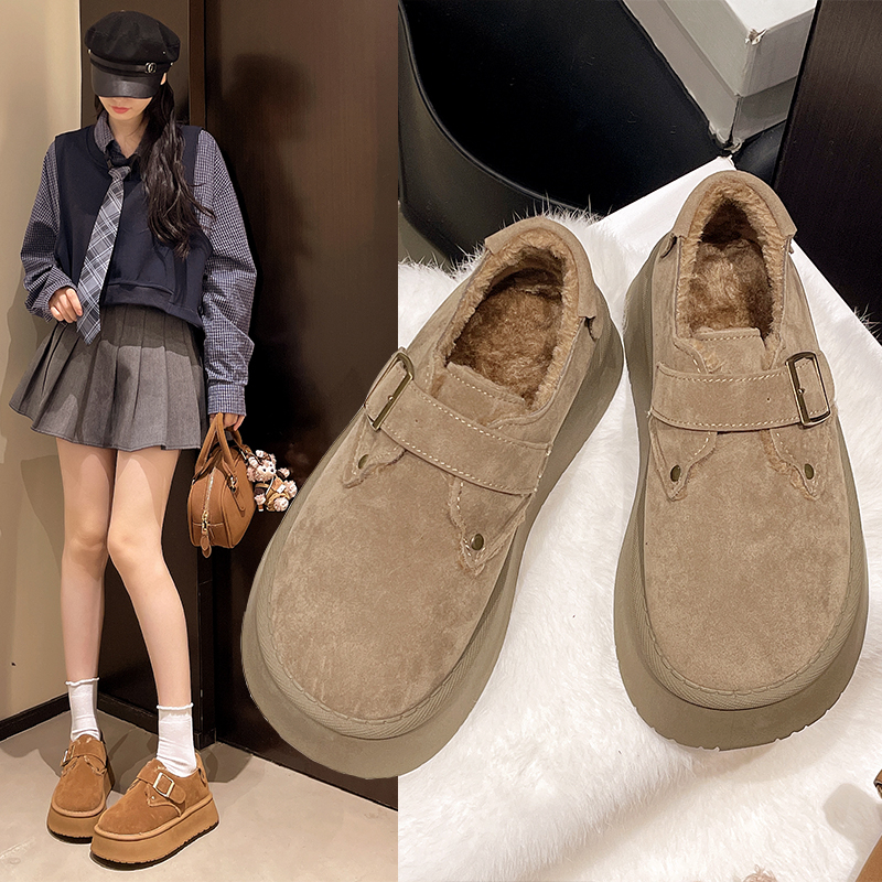 厚底增高加绒勃肯鞋女
