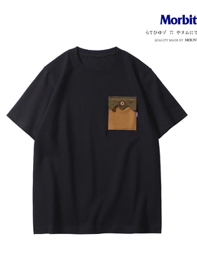 MOUNTsupply山系口袋短袖T恤灯芯绒拼贴趣味露营重磅透气户外