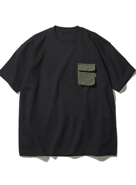 MOUNTsupply城市户外口袋T恤短袖防刮格子布拼贴露营宽松visvim