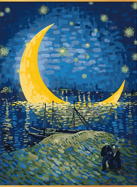 画画diy数字油画卡通梵高油彩装饰手工填充手绘填色涂色水彩丙烯