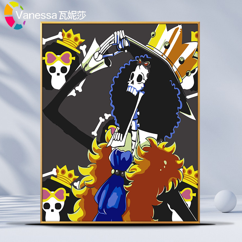 diy数字油画动漫卡通海贼王手工画填色手绘填充丙烯油彩画布鲁克