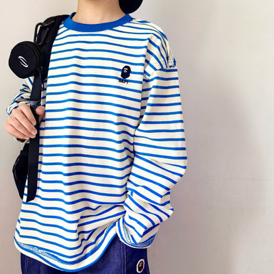 浅帅一下海魄海条纹男童潮款卫衣