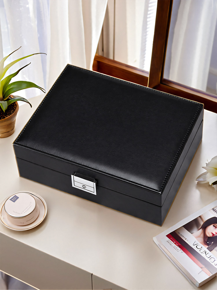 잠글 수 있는 보석 상자 항산화 하이 엔드 절묘한 금 보석 귀걸이 반지 목걸이 새로운 대용량 저장 상자