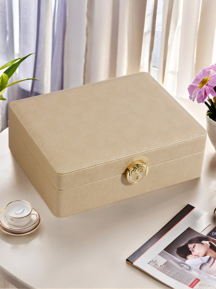 잠글 수 있는 보석 상자 항산화 하이 엔드 절묘한 금 보석 귀걸이 반지 목걸이 새로운 대용량 저장 상자