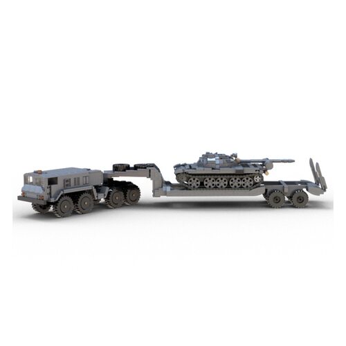 MOC积木军事 MAZ-537牵引车坦克模型 小颗粒拼装积木玩具套装男
