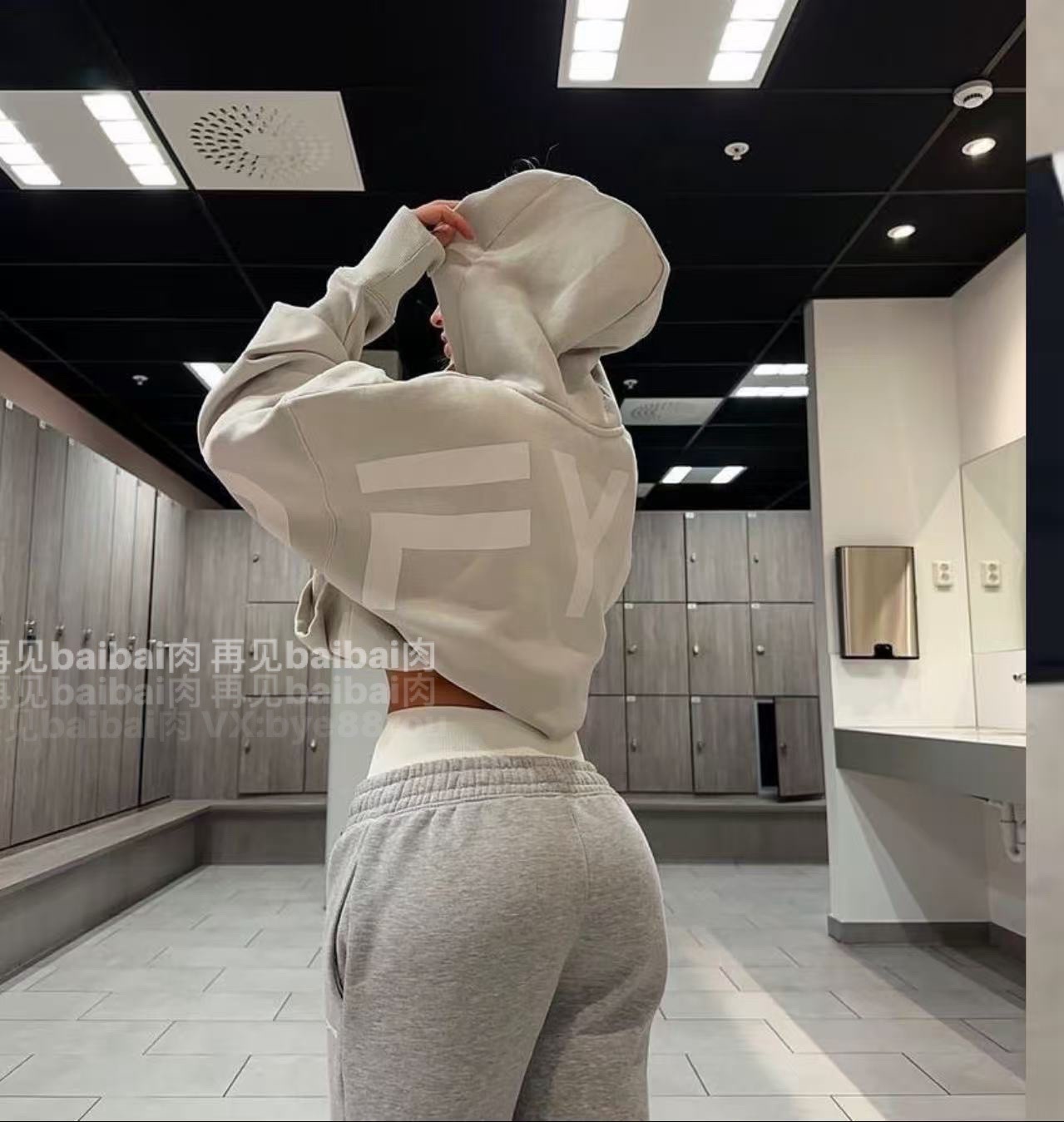 肉肉家dfyne冬季外穿健身运动跑步训练吸汗保暖休闲卫衣套装