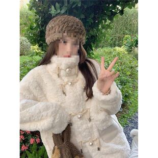 仿皮草中长款 韩版 气质大衣 新款 羊羔毛绒绒加棉加厚外套女冬季