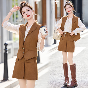 已出货春装新品 麂皮马甲女小个子短款韩版修身复古显瘦坎肩上衣