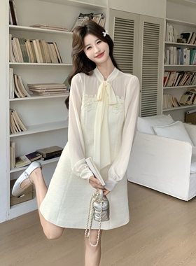 2026春季新款小香风拼接雪纺千金风连衣裙 2B115-2605-P155-K248