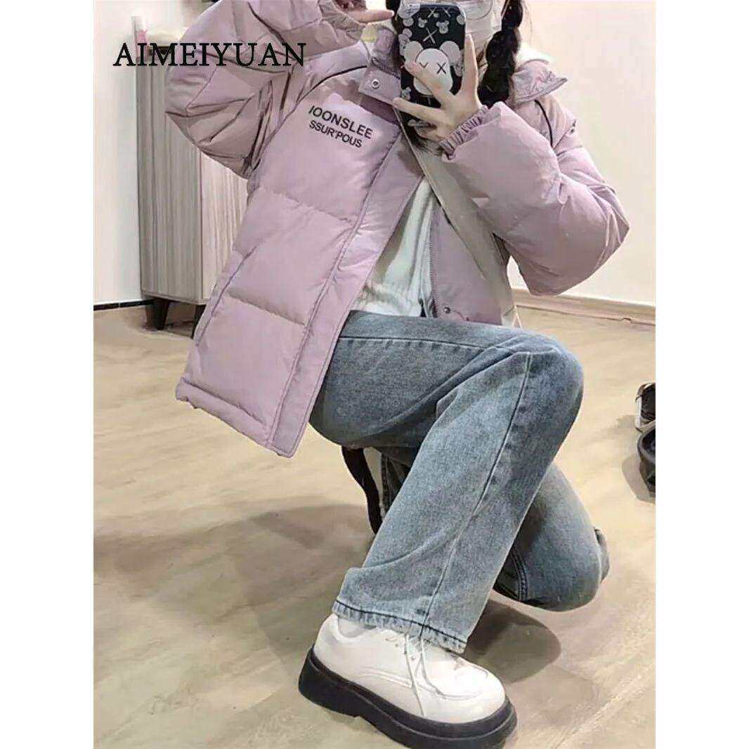 学院风韩版粉色棉衣面包服外套女暖冬加厚Chic甜美百搭棉衣