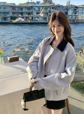 现货26春装小清新学院风夹克外套领子可脱卸2B153-7005-P160-K258