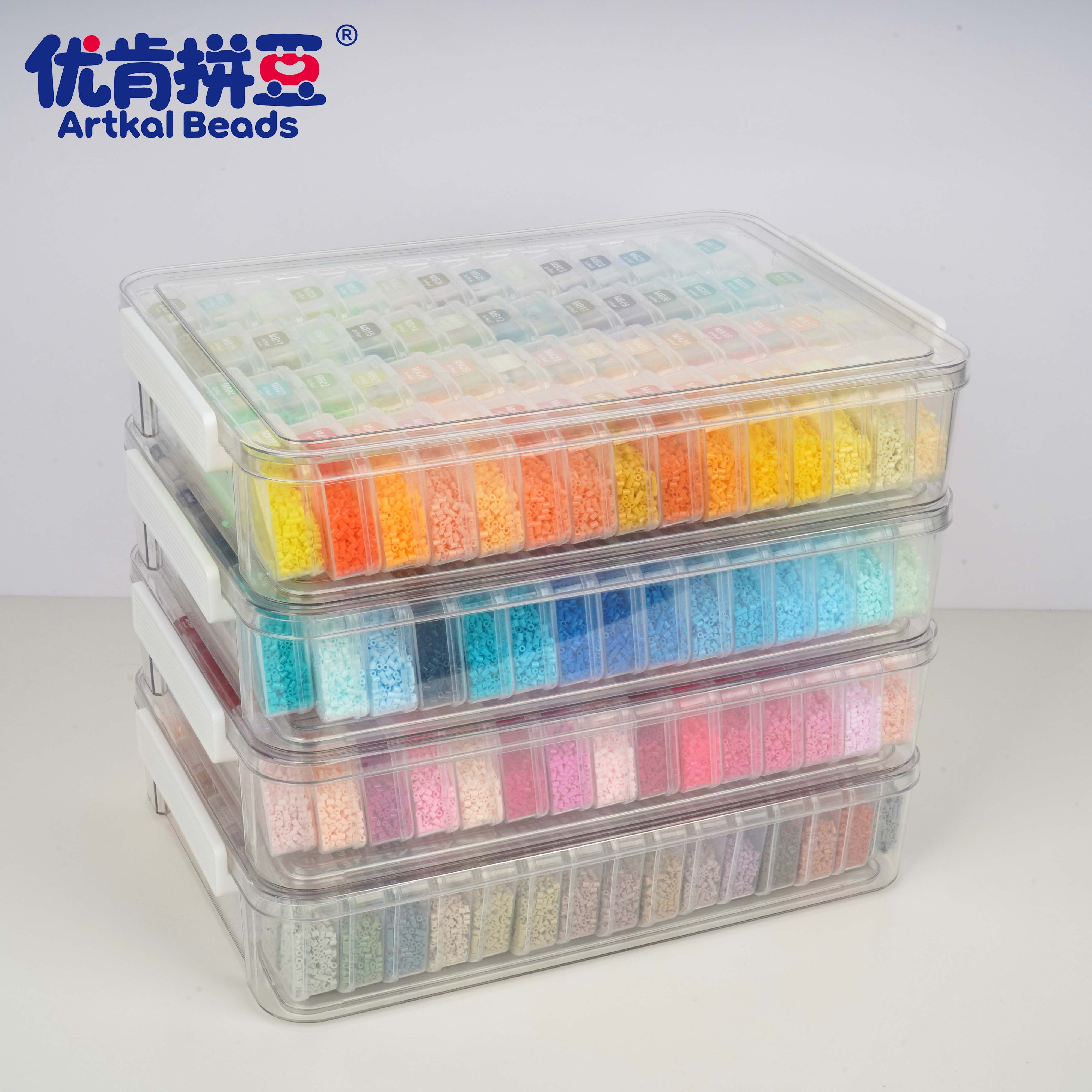 优肯拼豆2.6mm小豆透明收纳盒拼豆收纳盒按扣拼豆收纳工具